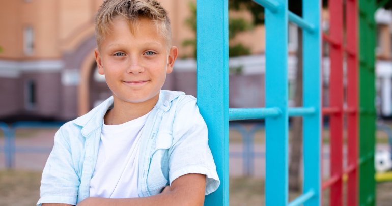 Pediatric asthma, constipation, incontinence and orthdontic issues - young boy posing - Gillespie Approach–Craniosacral Fascial Therapy
